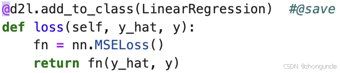 D2L code snippet showing @ symbol before a function