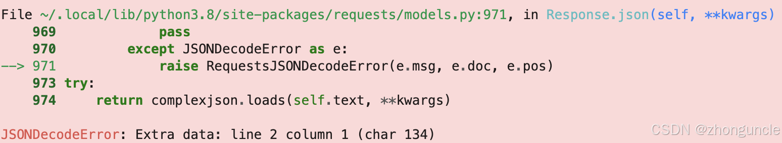 JSON parsing error message