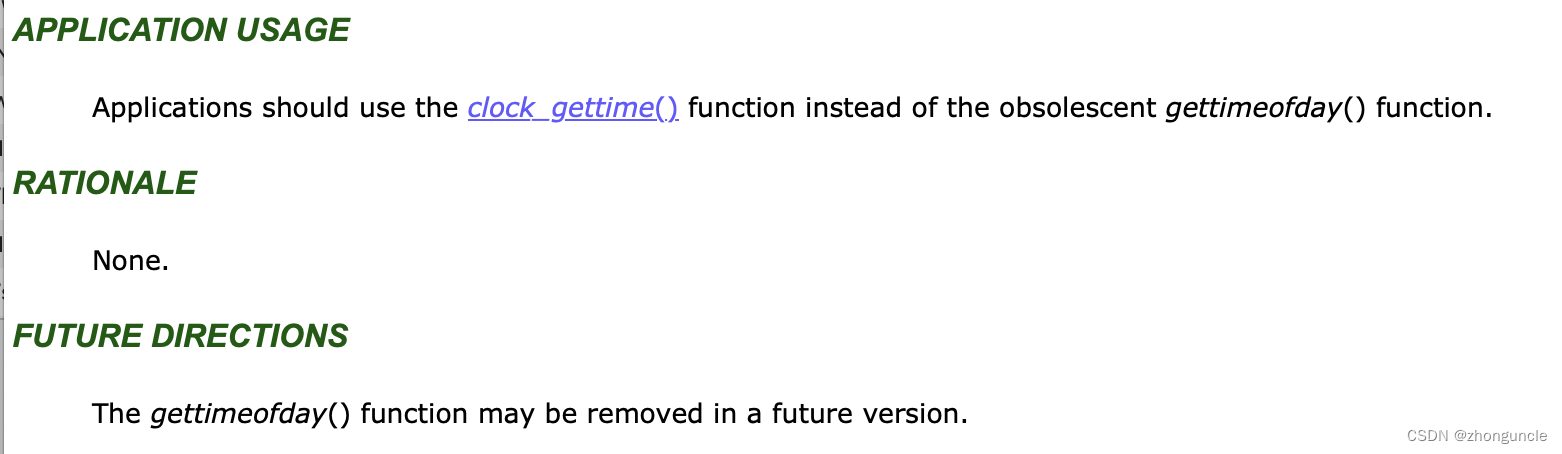 IEEE standard documentation recommending clock_gettime() over gettimeofday()