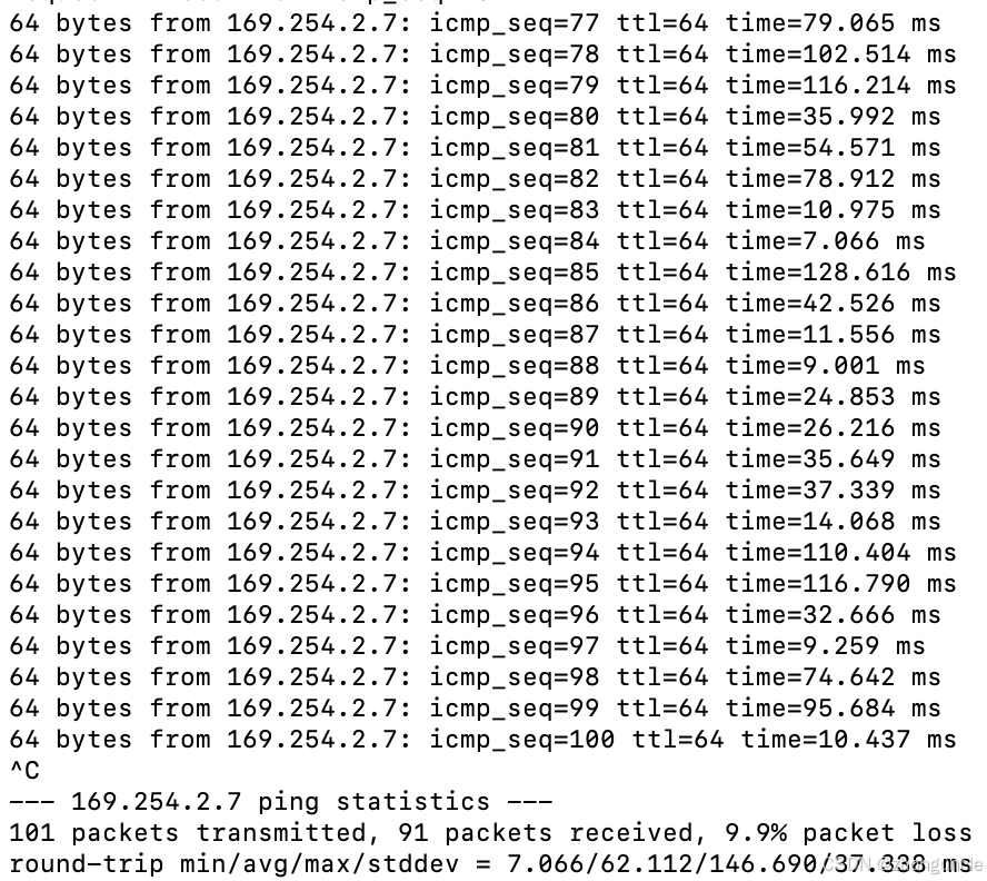 Ping result with high latency and large fluctuation