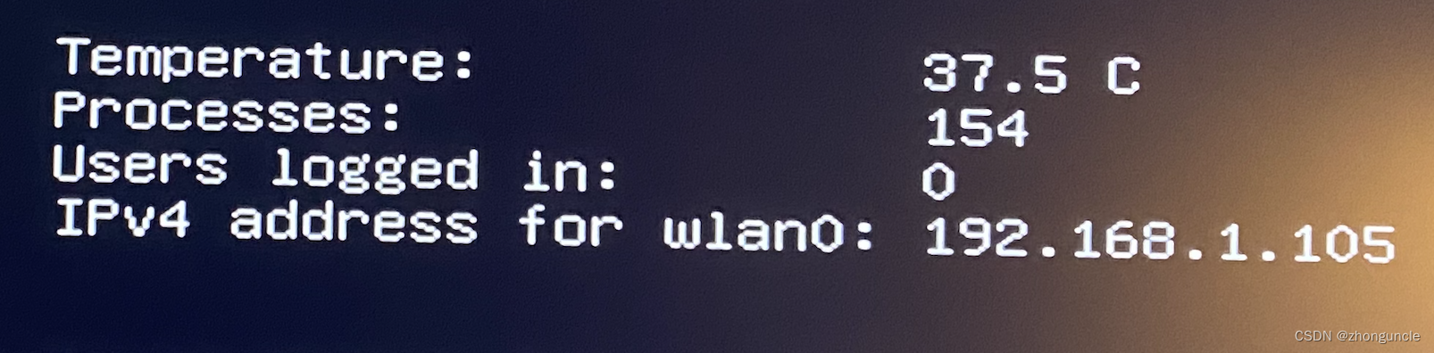 Ubuntu Server boot screen showing only wlan0 IP