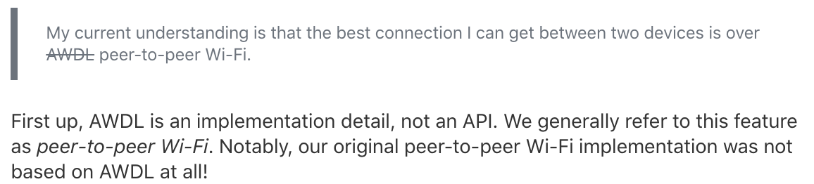 DTS Engineer's response on Apple P2P networking