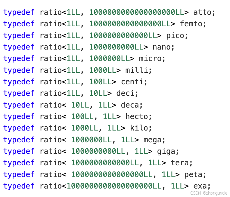 std::ratio constants for unit conversion (chrono)