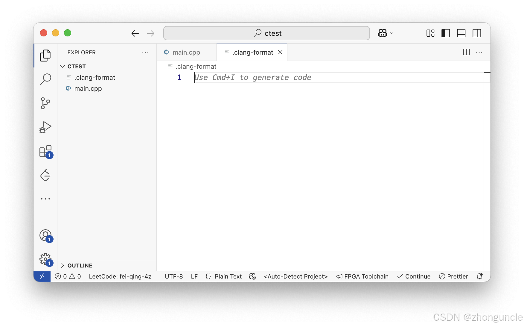 Creating a .clang-format file in the project root directory